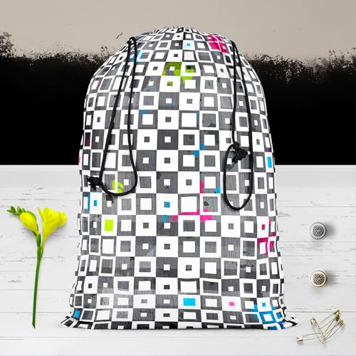 Image of ArtzFolio Grunge Squares D1 | Reusable Sack Bag | Bag for Gym, Storage, Vegetable & Travel