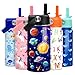SANDJEST Kids Water Bottle Solar System Water Bottles 12oz with Straw Insulated Stainless Steel Travel School Tumbler Double Wall Vacuum Cup for Girls Kid Boys