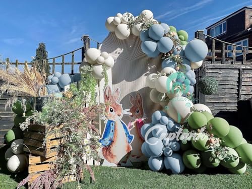 Image of Dusty Blue Balloons Double Stuffed Blue Balloon Garland Arch Kit Different Sizes 18In 12In 5In Latex For Birthday Baby Shower Gender Reveal Neutral Party