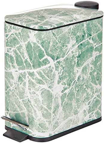 mDesign Pedal Waste Basket  Metal Waste Bin with Pedal, Lid and Plastic Bucket Insert  Perfect for Bathroom, Kitchen and Office  5 Litre Household Rubbish Bin with Ergonomic Design  Marble Print