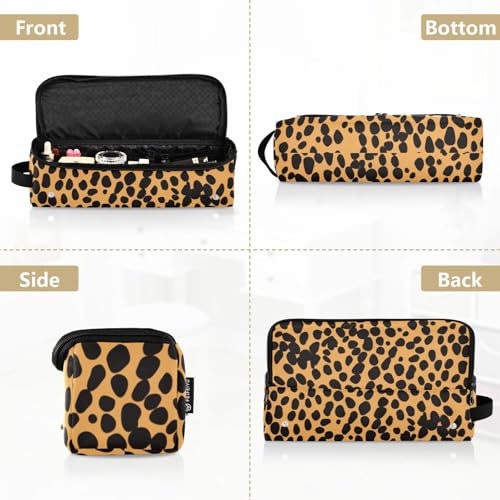 Organizador portátil para herramientas de peinado, leopardo negro marrón, con tapete resistente al calor para plancha de cabello, rizadora y otras herramientas miniatura 5