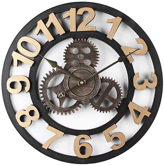 Horloge murale creuse ronde en fer de style artisanal