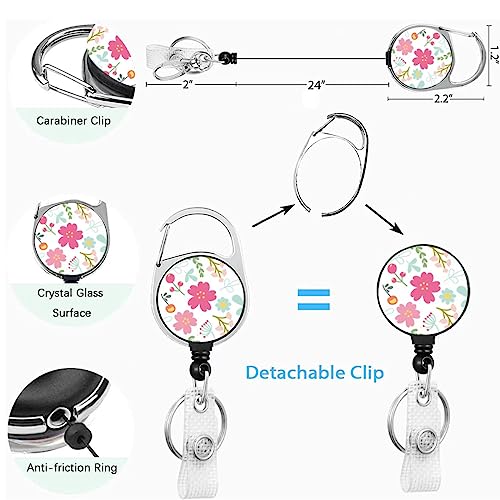 Badge Holder with Lanyard,Lanyard with Card Holder Lanyards for Neck ID Badge Holder Lanyard-Fashionable ID Card Holders with Badge Reels Retractable Badge Holder Neck Strap with Card Holder (Flower) - Image 3
