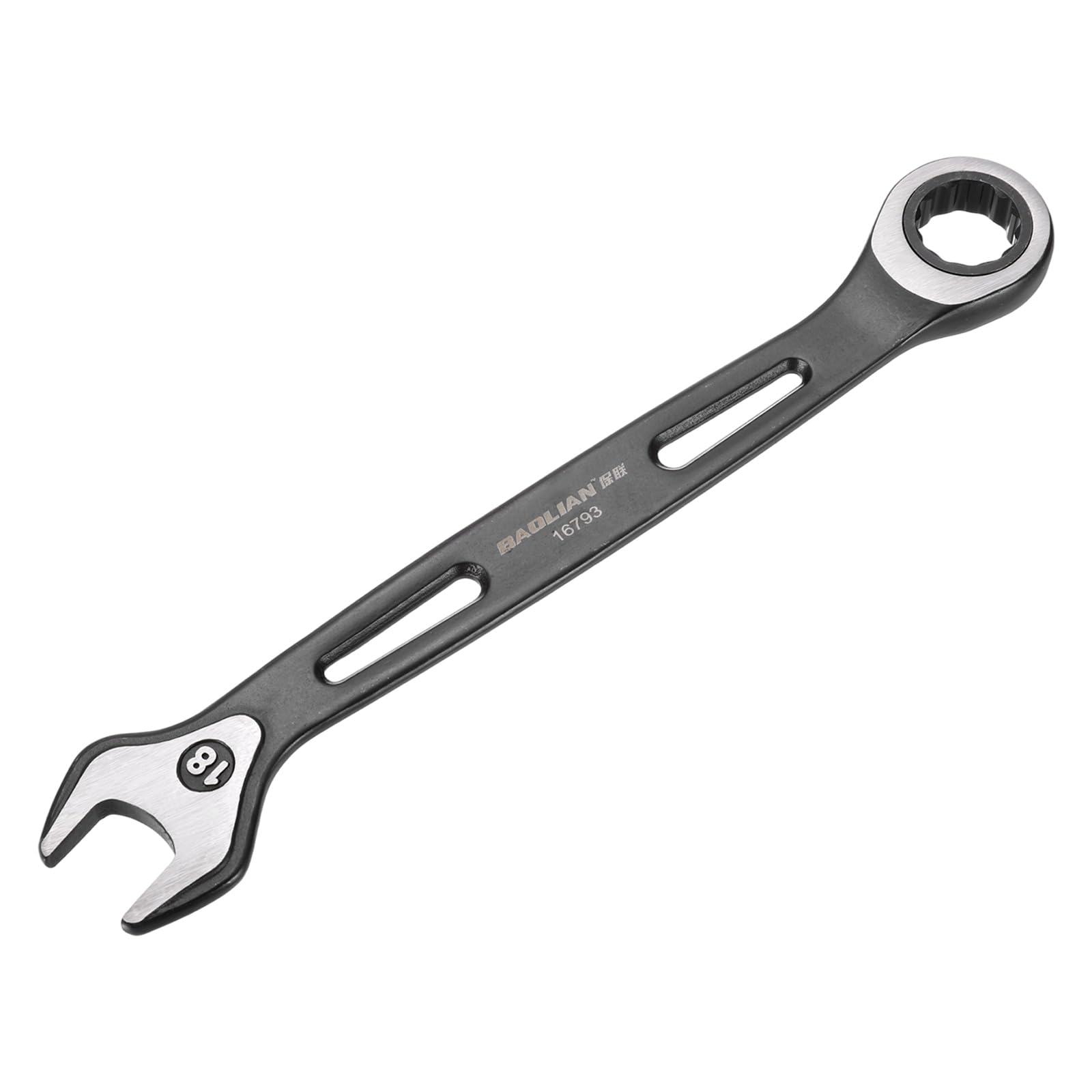 sourcing map Ratcheting Combination Wrench 18mm Metric 12 Point CR-V Electrophoresis Double Box Open-Ended Ratchet Wrenches with 72 Tooth 5° Swing Industrial Grade Spanner Tool for Repair