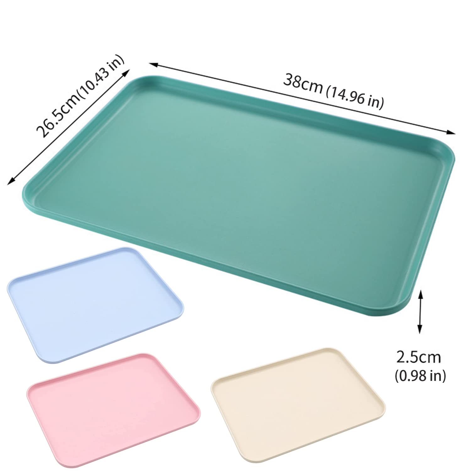 Lot De 4 Plateaux De Restauration Rapide En Plastique Gris - Dimensions 43,68 X 33,78 Cm - Pour Cafétéria, Snack