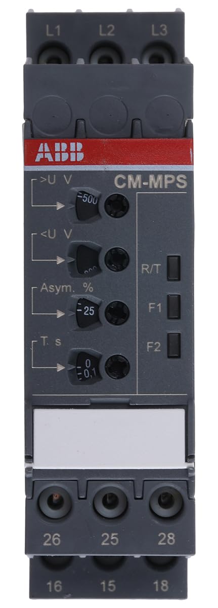 Relé CM-MPS.41P ABB Entrelec de control trifásico con conexión de resorte de 2 contactos