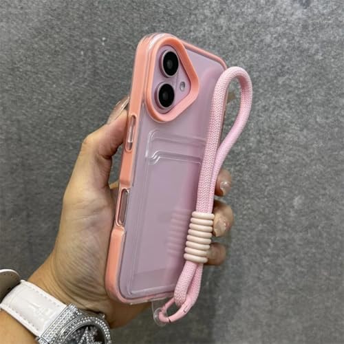Coque antichoc iPhone 15 Pro en TPU rose avec cordon amovible robuste