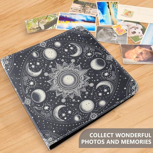 Álbum de fotos autoadhesivo DIY Scrapbook con diseño artístico de sol y luna, encuadernado con 3 anillos, 40 páginas, tamaño 8x10 para memoria miniatura 5