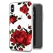 JAHOLAN Girls Floral Design Clear TPU Soft Slim Flexible Silicone Cover Cute Phone case for Apple iPhone XS (2018) / iPhone X (2017) - Big Red Rose