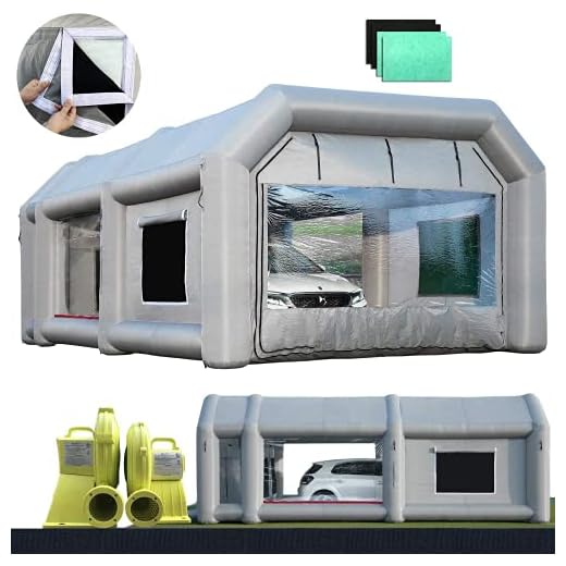 Sewinfla Portable Inflatable Paint Booth 26x15x10Ft Spray Paint Booth, Powerful Two Blowers Inflatable Spray Booth with Air Filter System, Car Paint Booth for Car
