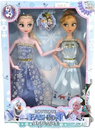 مجموعة دمى الأميرة إلسا وآنا فروزن للبنات من توي بوكس، 30 × 15 × 10 سم، أبيض