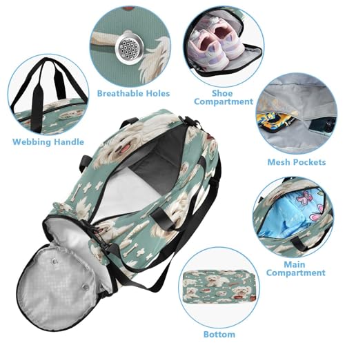 YETTASBIN Sport Travel Duffel Bag for Girls Boys, Cute Dog Large Waterproof Weekender Overnight Bag, Detachable Shoulder Strap Gym Bag with Shoe Compartment & Wet Pocket4