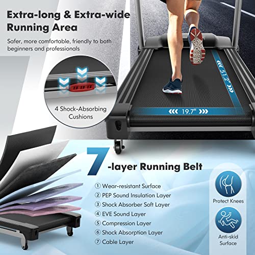 Image of GYMAX Folding Treadmill with 4.75HP, 15% Auto Incline, App Control & Bluetooth Speaker, Portable Self-Standing with Pules Sensor for Home Gym