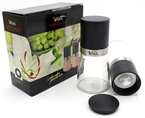 Set di macinapepe (2 pezzi) in vero vetro, anello