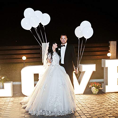 Led Light Up Balloons, 50 Pack White Party Led Balloons, 60 Led Lights For Party Birthday And Wedding Decoration (White Balloons White Lights) #TOP4