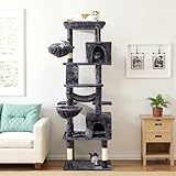 Fansafurn Large Cat Tree with Scratching Posts, Bed, Hammocks & Condos – Multi-Level Cat Tower for Playful Cats, 73" Modern Jungle Gym for Multiple Cats, Grey