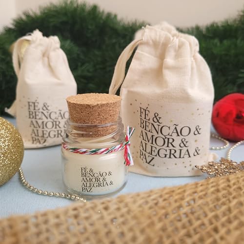 KIT 5 VELAS DE NATAL COM TAMPA DE ROLHA (40g) | FÉ E BENÇÃOS