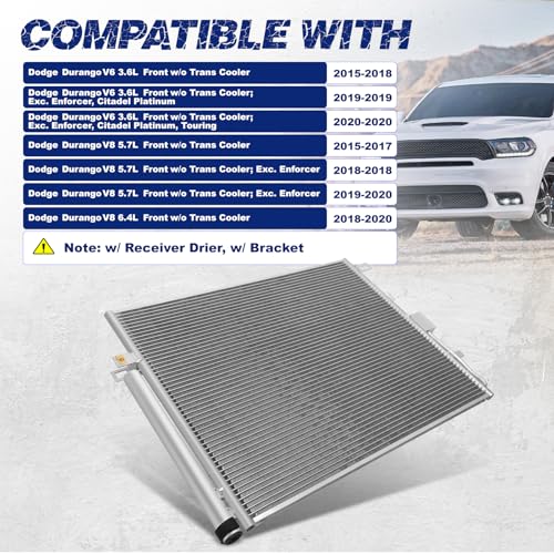 Image of Air Conditioning A /C Condenser Compatible with Dodge Durango # 30044, 68232606AB, CH3030264, 68232606AA