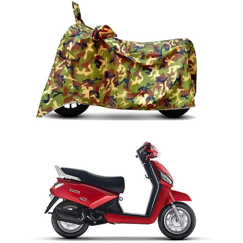 Image of Waterproof 100% PVC Coated Full Bike Scooty Two Wheeler Body Cover Compatible for Mahindra Gusto /UV-Rays /Heat Protection /Birds Dropping /Scratchproof /Dust Proof s[6X6 Jungle Print]