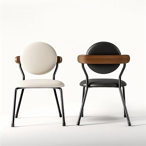 Miniatura 4 de Sillas de comedor, Sillas de comedor modernas de mediados de siglo con patas de metal y asiento tapizado, Sillas para comedor (blanco)