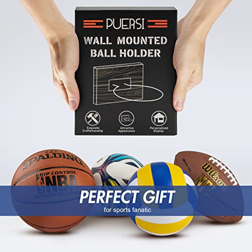 PUERSI Wood & Metal Wall-Mounted Ball Holder Storage for Basketball Football Volleyball by PUERSI - Image 6