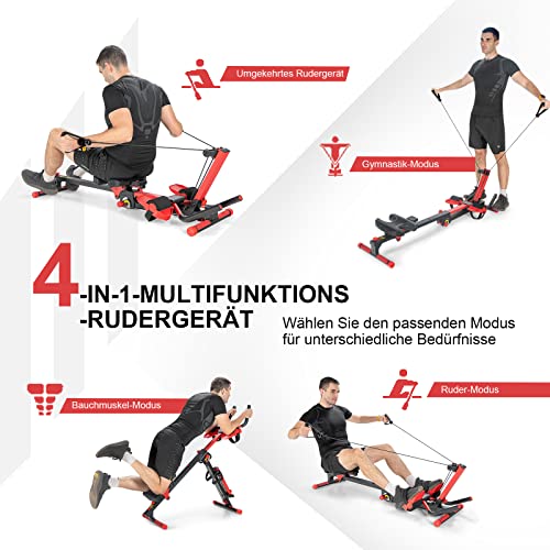 COSTWAY 4 in 1 Rudergerät für zuhause | klappbarer Bauchtrainer AB Trainer | Rudermaschine mit LCD-Bildschirm… – Bild 3