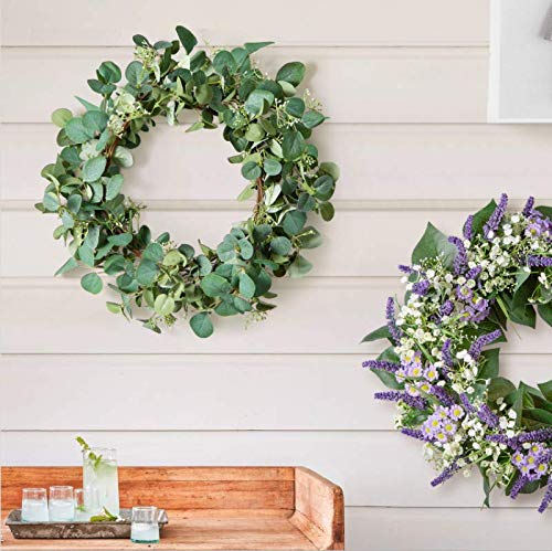 Lifefair Wreaths For Front Door, 20 Inch Artificial Green Eucalyptus Leaf Wreath, Spring Summer Wreath For Window Home Porch Farmhouse Patio Garden Decor, House Warming Gifts #TOP3