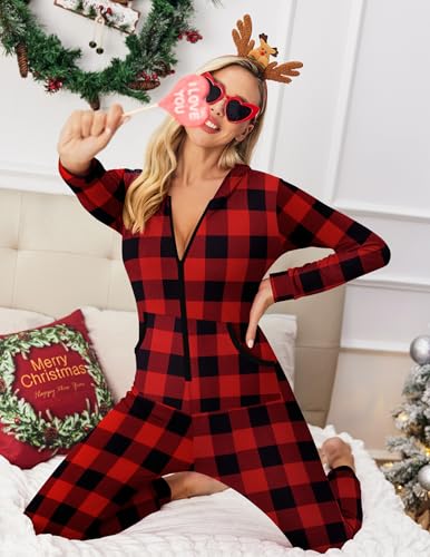 Ekouaer Halloween Onesie for Women Hooded Jumpsuit Sexy One Piece Pajamas - image 5