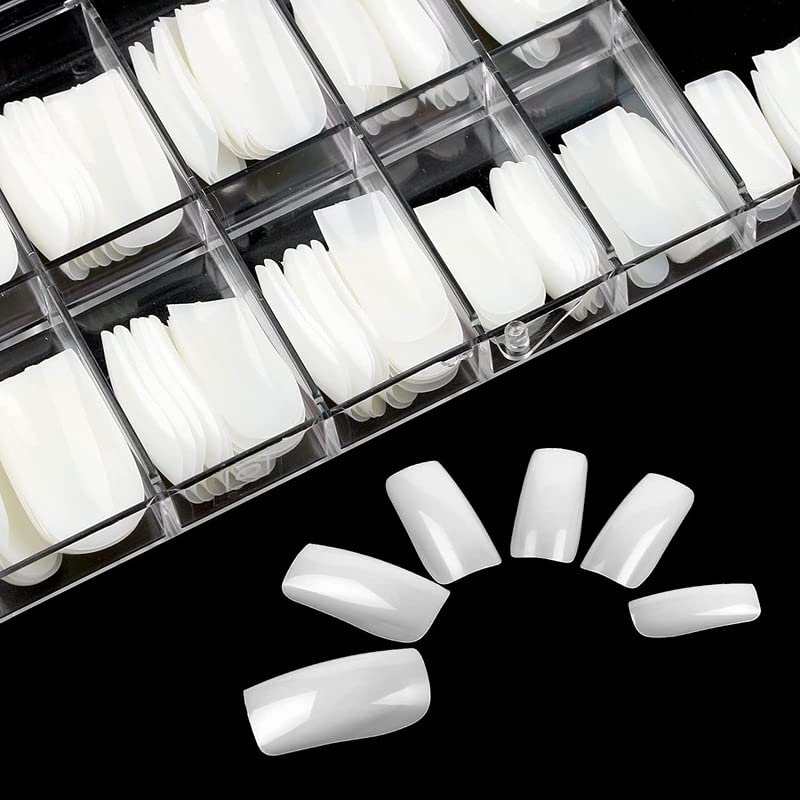 RECTYO GALLERY Natural Full Cover Nails - Fake Nails Square Shaped Acrylic Nails 100pcs False Nail Tips with Case for Nail Salons and DIY Nail Art, 10 Sizes-image-29