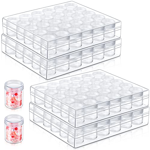 Image of Xinnun 4 Pcs Bead Organizer Transparent diamond art storage with Lid Plastic Embroidery Bead Storage Containers for DIY Crafts Jewelry Earring Sewing Pills Nail Small Items, Clear (30 Grids)