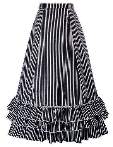 Belle Poque Plus Size Gothic Victorian Skirt Dresses For Women (Black-Grey White,3Xl) #TOP1