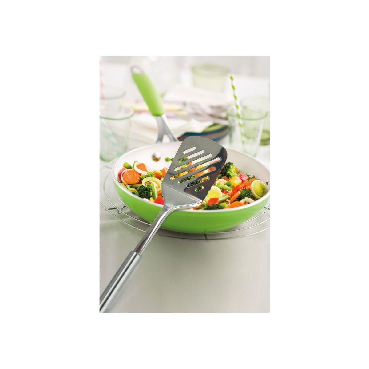 Image secondaire de Spatule Ajourée en Acier Inoxydable Fackelmann - Pelle à Servir Pratique