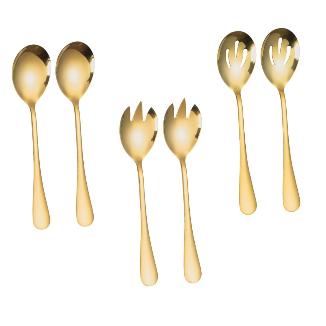 Unomor 6-piece Salad Spoon Fork Set Hammered Stainless Steel Restaurant Hotel Buffet Western Tableware for Family