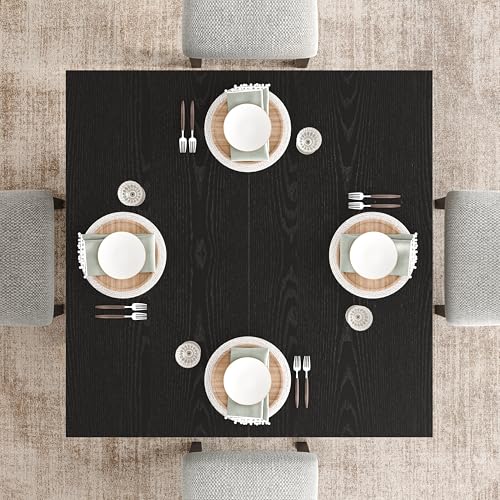 Image of Garvee Square Dining Table for 4-6, 47.2 inch Kitchen Table with 2-Tier Storage Shelf, Modern Black Walnut Waterproof Dining Room Table, Heavy Duty 350Lbs Capacity with Anti-Wobble Triangle Legs