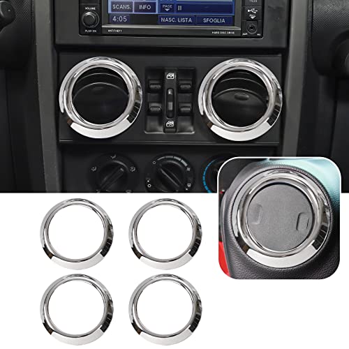 4PCS AC Air Conditioning Vent Cover Trim Decoration Ring Interior Accessories Fit for Jeep Wrangler JK JKU 2007-2010 (Chrome)