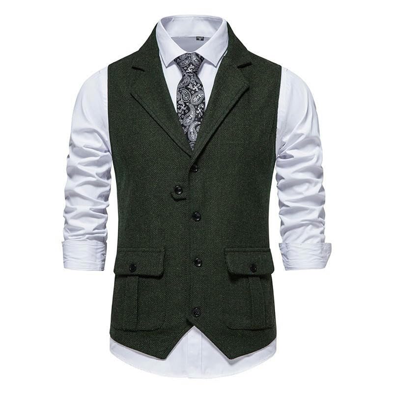 Chaleco de traje slim fit negro para hombre formal de vestir 7