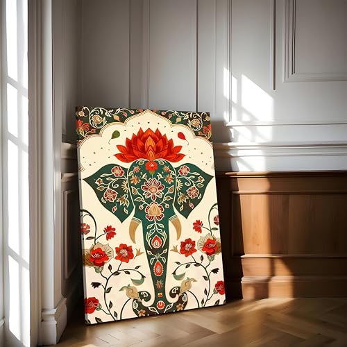 Image of Large Stretched Canvas Painting, Panel Wall Painting Elephant Stretched Luxury Paintings for Home Decoration, Living room, Bedroom and Office Decor (Pink, 16x22 Inch)
