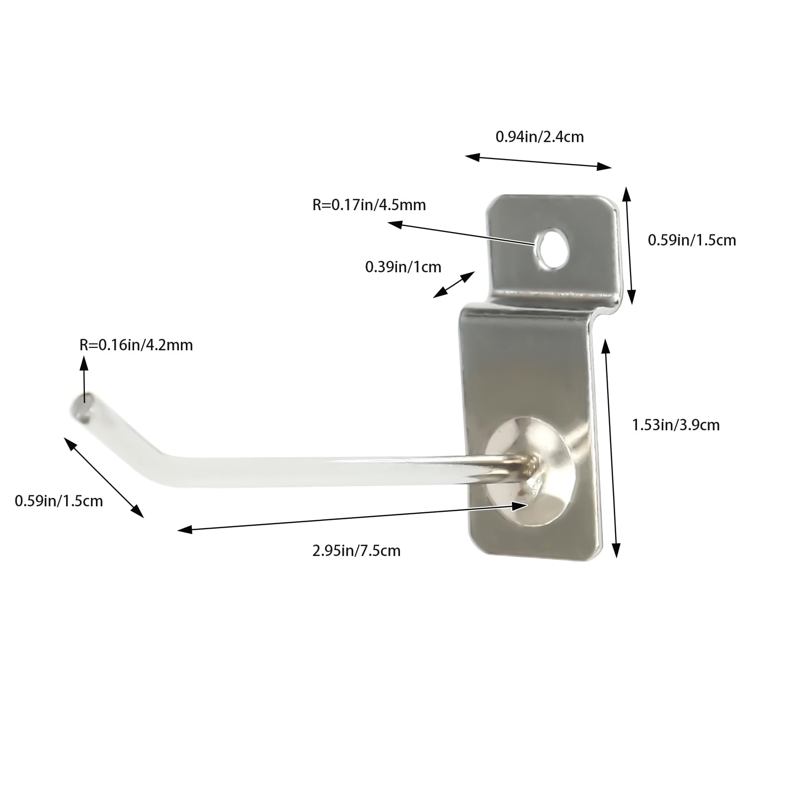 Hteedy 100PC Slatwall Hooks, 3.94in Hangers Slat Wall Hanging Accessories Heavy Duty Slat Wall Hanging Hooks Metal Slatwall Hooks and Hangers for Garage Store, Shop Retail Display