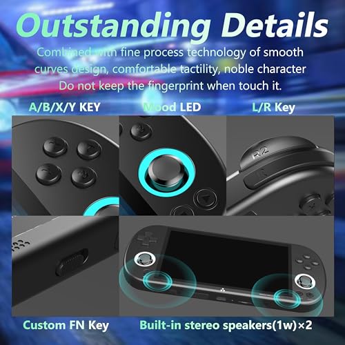 Image of Trimui Smart Pro Handheld Game Console, Retro Hand Held Video Gaming Consoles with 64G /256G TF Card, 5 inch Screen Portable - Black 64GB