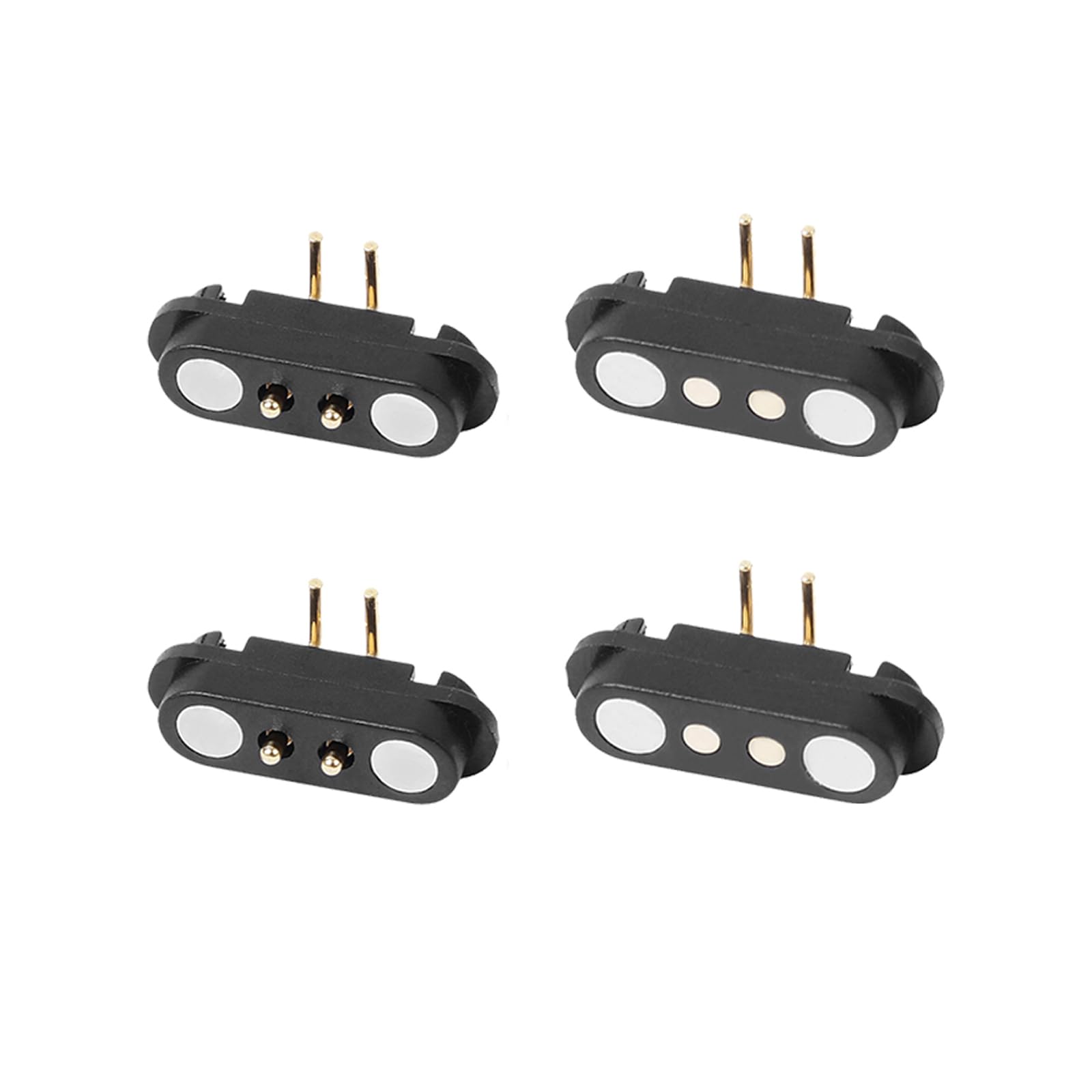 Tcbstone Men's Black 2 Pair 2/3/4/5/6/7/8Pin Bend Magnetic Pogo Pin Connector, +Fe 2.54Mm Spring Loaded Pogopin Connector Dc Power Charge Probe Socket (2Pin)