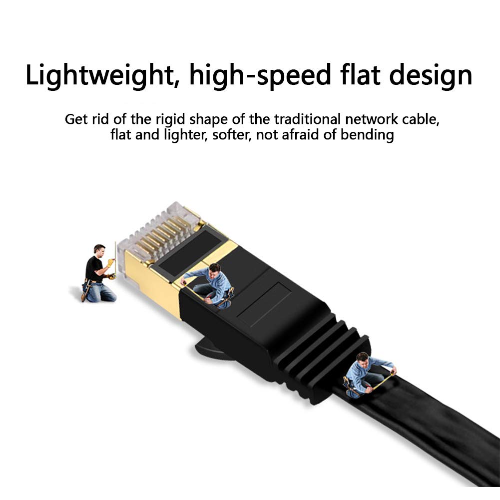 AKT Kabel Ethernet kot 7 LAN STP RJ45 kabel sieciowy do kompatybilnego kabla krosowego do komputerów routera laptopa, kabel sieciowy, czarny