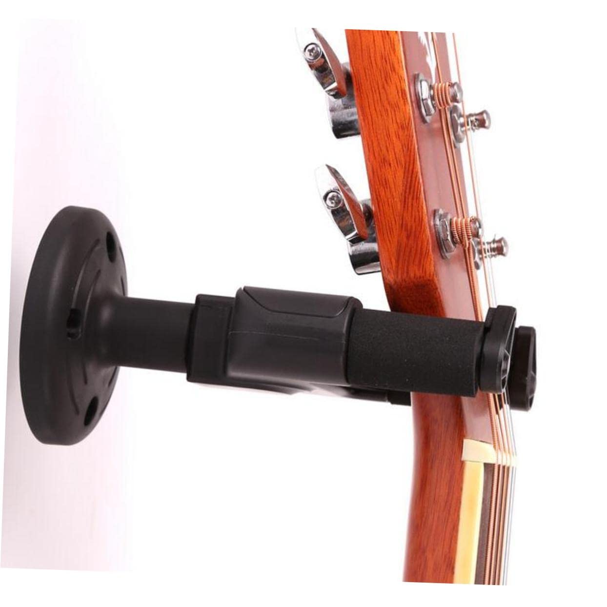 Gancio Chitarra da Muro Nero Abs 4 Pezzi con Base Auto-bloccante | Compatibile con Chitarra e Basso, Montaggio Semplice, Supporto Staccabile con Impugnatura Automatica