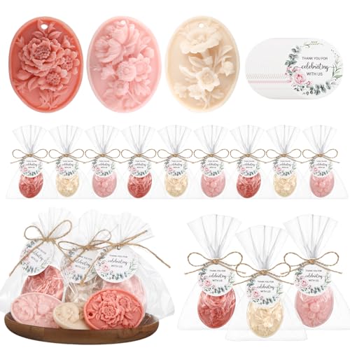 Demissle 20 Pcs Flower Baby Shower Soap Party Favors Wildflowers Baby in Bloom Shower Soap Return Gift Set with White Greeting Card Beautiful Handmade Gifts for Guests Decorations Supplies