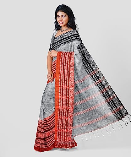 Image of eC ESHA'S COLLECTION Women's Cotton Blend Begumpuri Handloom Saree With Unstitched Running Blouse Piece