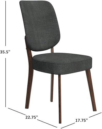 Miniatura 3 de Handy Living Juego de 2 sillas de comedor tapizadas sin brazos gris carbón