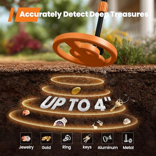 Image of GoGonova Metal Detector, Adjustable 27.5 inch - 37.8 inch Metal Detector for Kids with LED Display, Lightweight Kids Metal Detector Kit with 6.8 inch Waterproof Search Coil, Gift for Boys & Girls, Orange