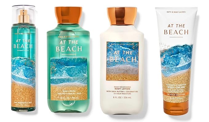 At The Beach Gift Set Full Size Fragrance Mist, Body Wash, Body Cream and Body Lotion
