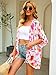 Hibluco Womens Floral Kimono Cardigan Casual Chiffon Tops Loose Beach Cover Ups