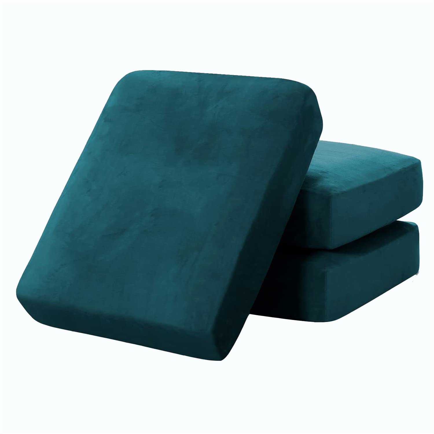 Sofa Seat Cushion Covers Stretch Sofa Cushion Slipcovers Luxurious Velvet Sofacushion Couch Individual Backrest Cushion Cover Non-Slip (Teal,3 × Medium) — image 1