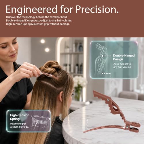 Set de 30 Pinzas de Pelo Cocodrilo Multicolor, Clips de Seccionado para Salón, Herramientas de Peluquería de Plástico Duradero miniatura 2